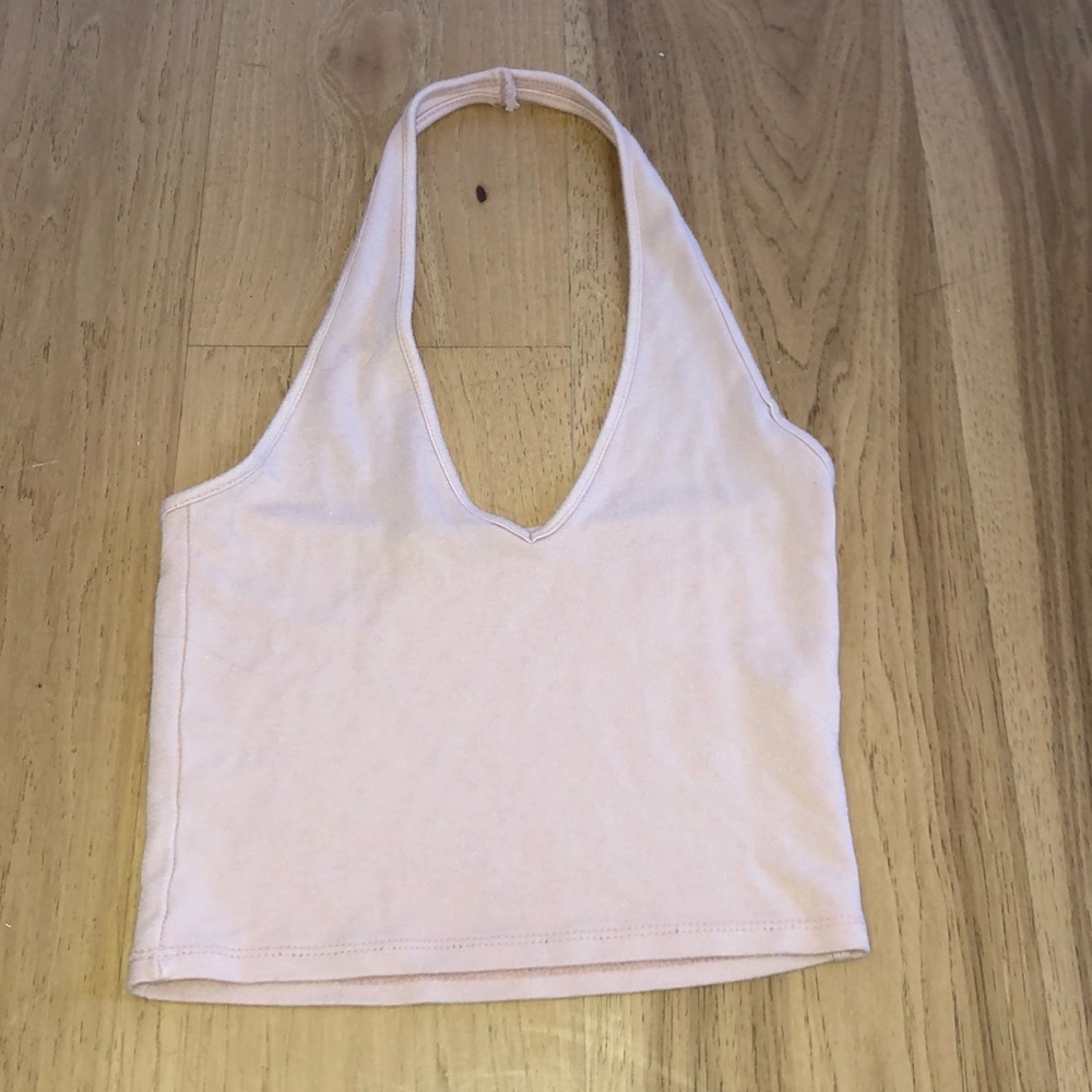 Pink sexy cropped halter top